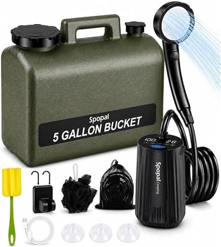 Spopal Portable Camping Shower Kit, 10000mAh Pump with 20L Water Tank