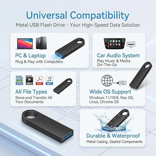 10 Pack 2GB Black Metal USB Flash Drive, Thumb Drive, USB 2.0, Waterproof — view 3