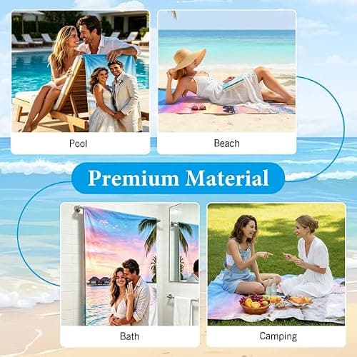 Rainsar Personalised Microfibre Beach Towel for Adults with Photo — view 6