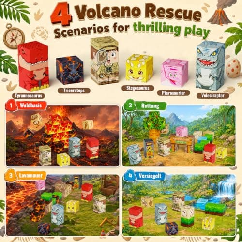Magnetic Blocks Travel Set for Boy: 49pcs Dinosaur Magnet Cubes Iron Case — view 4