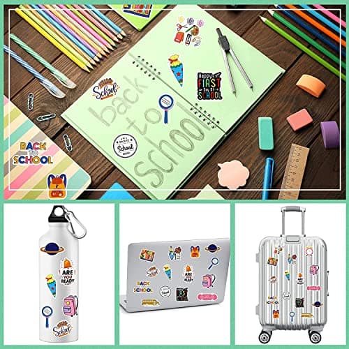 100 Pcs Back to School Stickers for Students Kids, Colorful Science Scrapbook Sticker Packs for Laptop Water Bottles, Books, Waterproof Teacher Decals School Supplies Classroom Decorations DIY Crafts — view 5
