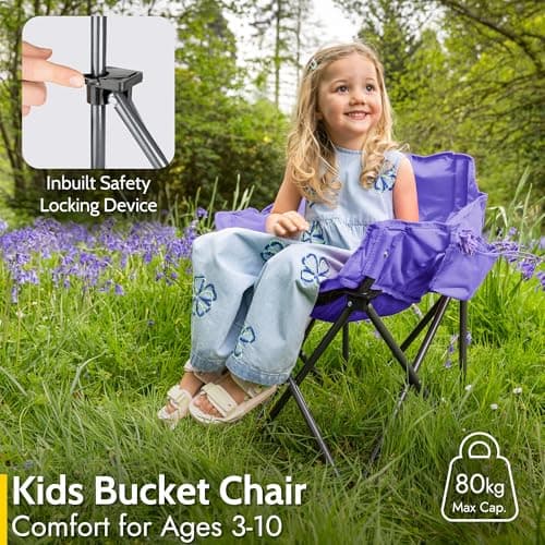 Trail Buzzard Kids Bucket Camping Chair, Purple — view 4