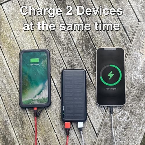 Solar Bank 26800mAh with Built-in Lithium-Ion Battery, USB & Type-C Charger, Solar Emergency Charging Panel, Black — view 2