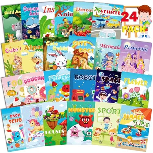 Aannanl 24 Pack Mini Colouring Books for Children Party Bags