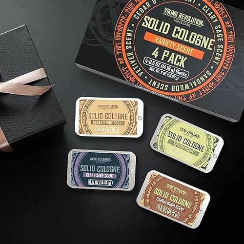 Viking Revolution 4 Pack Mens Solid Colognes 0.5 Oz - Men Solid Perfume with Cedar Wood, Clary Sage, Vetiver, Sandalwood Cologne for Mens - Travel Cologne Wax Gifts for Men — view 6