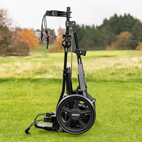 FORZA 3-Wheel Golf Trolley | Lightweight Aluminium Push Trolley with Ergonomic Handle, Foot Brake, Umbrella Holder & Foldable Design | Compact Golf Bag Transport — view 2