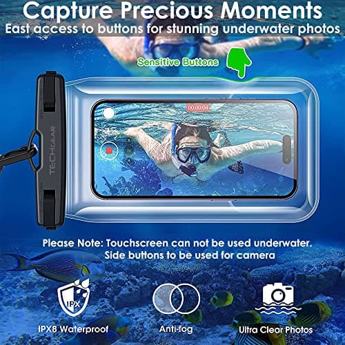 TECHGEAR Waterproof Phone Pouch, IPX8 Floating Case for Swimming, Waterproof Phone Bag with Lanyard Compatible for iPhone 17 16e 16 15 14 13, Samsung Galaxy S25 S24 S23 S22+ S21 Ultra A17 A16 A36 A55 — view 4