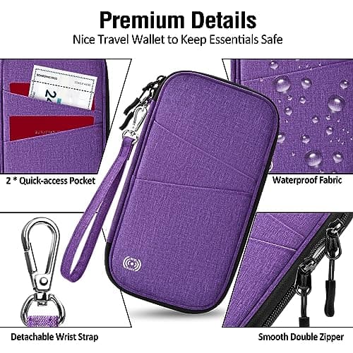 LUROON Passport Holder Travel Wallet, Family Passport Wallet RFID Blocking Waterproof Travel Document Organiser for ID Card Flight Tickets Money Coins Phone Keys — view 4