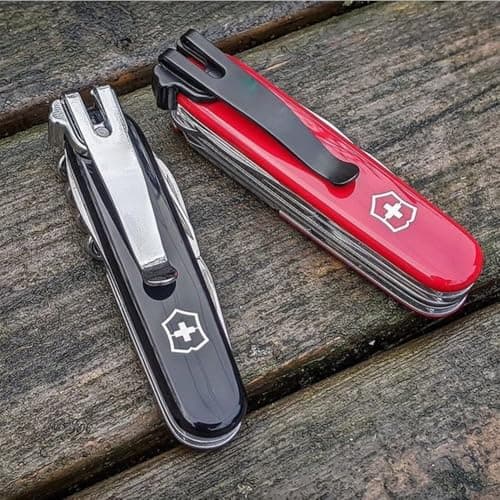 Hophelia Pack of 2 91 mm Swiss Army Deep Carry Bag Clip, Stainless Steel Deep Carry Bag Clip with Screws, Folding Knife Replacement Clips, Practical Waist Accessories (Contour) — view 2