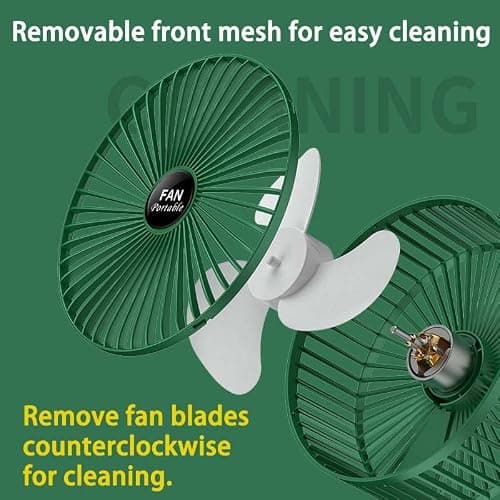 Telescopic Folding Fan - 2026 New Portable USB Rechargeable Collapsible Desk Fan for Travel, Silent Stand up Fan Wireless Folding Oscillating Compact Floor Standing Fans for Dorm ＆ Bedroom (Green) — view 3