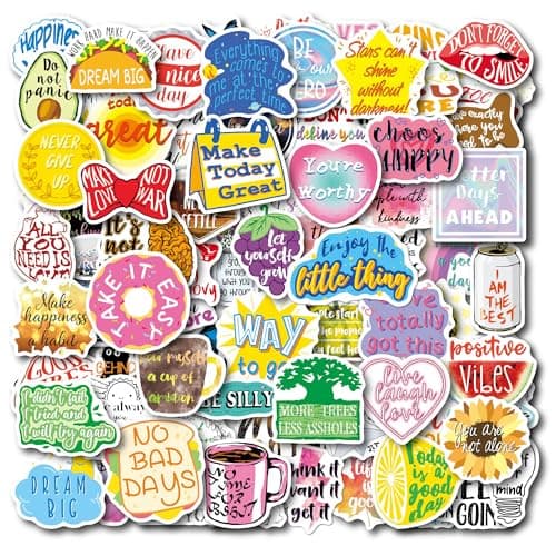 100 Pcs Motivational Stickers, Aesthetic Vinyl Decals with Inspirational Quotes for Laptop Scrapbook Suitcase Water Bottle Students Rewards — view 2