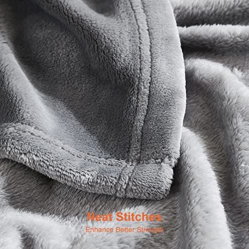 EHEYCIGA Single Fleece Throw Blanket for Sofa 130x165cm, Grey — view 2