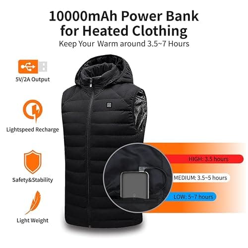 OKZU 5V 2A 10000mAh Power Bank for Heated Gilet Vest, Thin, Lightweight Compact USB C Portable Charger,Battery Pack for heated clothes — view 2