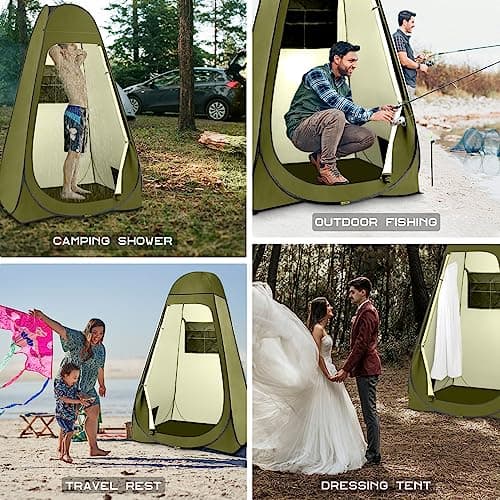 BRIAN & DANY Pop Up Toilet Tent, Portable Shower Privacy Changing for Hiking Beach, UPF 50+ & Waterproof, 120 x 120 x 190cm, Olive Green — view 4