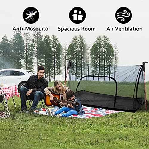 Anvin Trekking Pole Tent Mosquito Netting Tent Breeze Mesh with Good Ventilation Trekker Backpacking Tent for 2 Person with Waterproof Oxford Floor for Bugs(210cmx120cmx110cm) — view 5