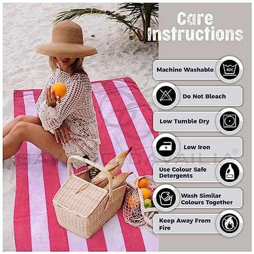 GC GAVENO CAVAILIA (100x 180 Cm) Classic Pink Striped Beach Towels For Adults Pk of 1, Ringspun Cotton Super Absorbent Large Beach Towel, Travel Towels Quick Dry Large For Swimming Pool, Camping — view 5