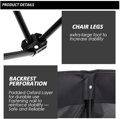 Yaheetech 6-Seat Folding Bench with 2 Hanging Bags & Carry Bag, Black — view 6