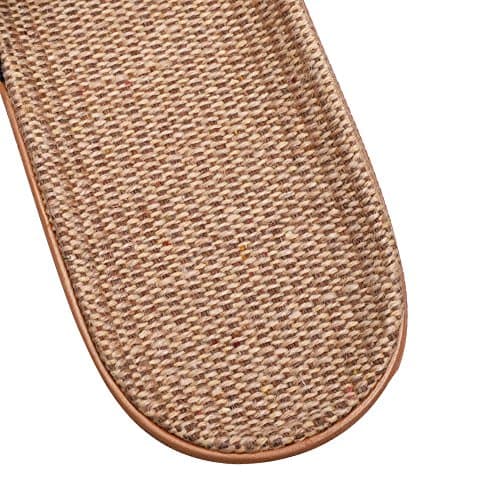 ITODA Unisex Non-Slip Linen Flip Flops Summer Couples Mule Sandals Home Open Toe Slippers Moisture Wicking Flax Sole Indoor Flats Shoes Slippers Breathable Floor Drag — view 4