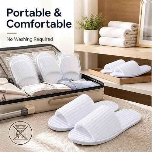 Defresit 6 Pairs Disposable Open Toe Spa Slippers Flat Washable Foldable — view 5