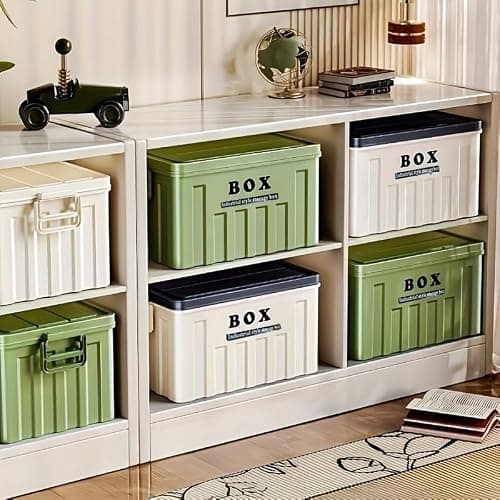 Minifactory Industrial Style Storage Box with Lid – Large Capacity Foldable Clothes Storage Organizer with Handles, Thickened & Durable for Bedroom Wardrobe, Travel, Car Boot, Outdoor (White) — view 6