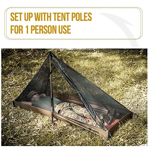 OneTigris Mesh Teepee Tent, Ultralight 1 Person Screen Room with Waterproof Bathtub Floor for Outdoor Camping Hiking Backpacking Bushcraft Tarp Hot Tent Shelter — view 5