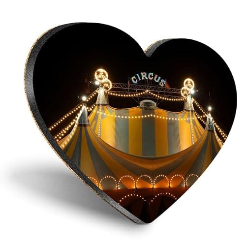 1 x Heart Coaster - Circus Tent Lights Festival Cork Backed MDF Glossy Tea Coffee Accessory #50534