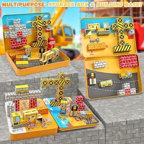 CREAFOMIFE 54 Pcs Mini Magnetic Blocks Travel Toys with Iron (Yellow) — view 5