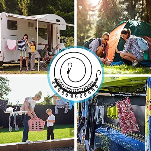 lohey Retractable Washing Line, Portable Clothes Lines for Outside, Travel Washing Line Rope with 12 Clips for Travel Camping Accessories — view 4