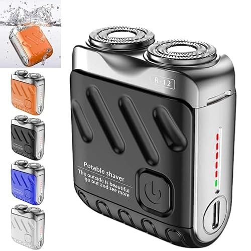 Mini Luggage Electric Razor R-12 for Men, Premium Double Head Beard Shaver, Portable Cordless Shaver with Type-C Fast Charging, IWaterproof Magnetic Shaving Head for Home & Travel (Black) — view 3