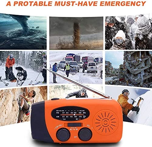 SOLARBABY Wind Up Solar Radio, Emergency Hand Crank Self Powered AM/FM Survival Solar Weather Radio with LED Flashlight,SOS Alarm,2000mAh Emergency Power Bank for Smart Phone (M-Orange) — view 6