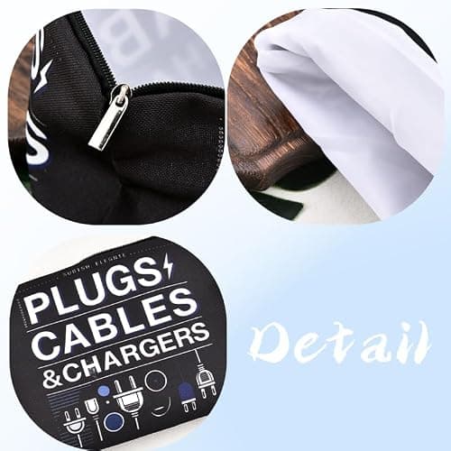 Sisadodo Travel Cable Organiser Bag for Women Men Black Electronic Accsessories Storage Pouch for Plugs Cables Chargers Mutifunctional Portable Holiday Business Travel Bag Organiser for Best Friends — view 5