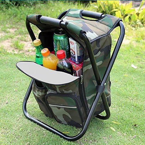 Zology Folding Camping Chair Stool Backpack with Cooler Insulated Picnic Bag, Camouflage Portable Hiking Seat Table Bag for Outdoor Indoor Fishing Travel Beach BBQ — view 2