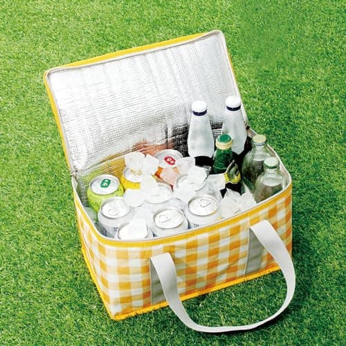 Zerodis Insulated Cooler Bag, Lunch Delivery Bag Reusable Portable Travel Backpack for Grocery Shopping Road Trips (Yellow and White) — view 3