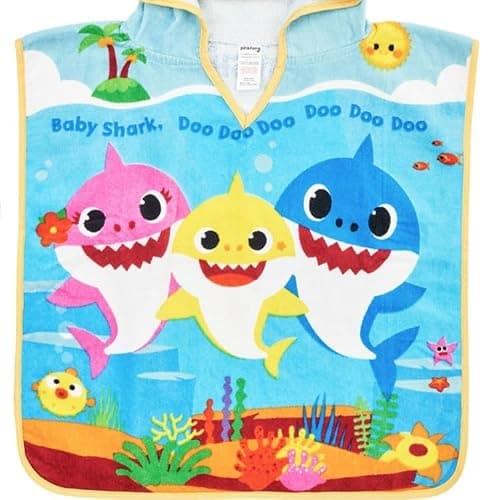 Baby Shark Poncho Towel 100% Cotton Terry 12M+ Super Absorbent Machine Washable 50 x 50cm Unisex Baby Bath Beach Swimming Towel for Children with Hood — view 5