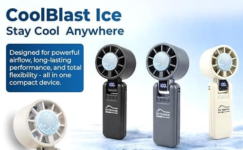 DIY TECH UK - CoolBlast Ice - 4 in 1 Handheld Rechargeable Fan - With Cooling Plate - Hand Held Folding Portable Fan - USB Battery Powered Mini Desktop Desk For Home Office Bedroom - Grey — view 2
