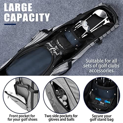 Golf Travel Bag with Wheels - Heavy Duty 900D Oxford Travel Golf Bag, Travel Cover Lightweight & Easy to Maneuver, with Shoes & Accessories Compartment (Grey) — view 3