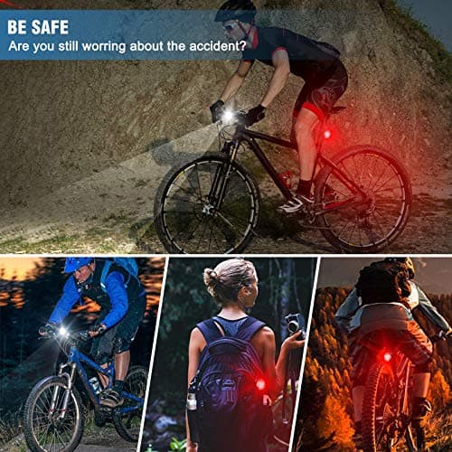 Ascher USB Rechargeable Bike Light Set, Super Bright Front Headlight and Rear LED Bicycle Light,650mah Lithium Battery,4 Light Mode Options(2 USB cables and 4 Strap Included) — view 6
