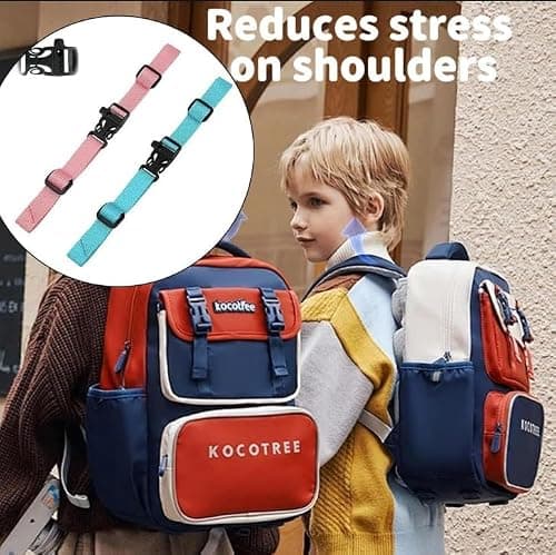 aiyraa 2 Pcs Backpack Chest Straps, Adjustable Chest Strap for School Bags, Rucksack Straps Extender, Non-Slip Quick Release Backpack Sternum Strap for Outside Travel (Blue, Pink) — view 5