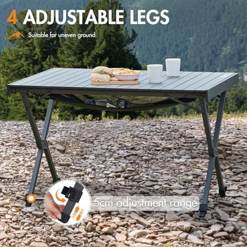 Portal Large Folding Camping Table 108x71cm Height Adjustable Picnic 100KG — view 3