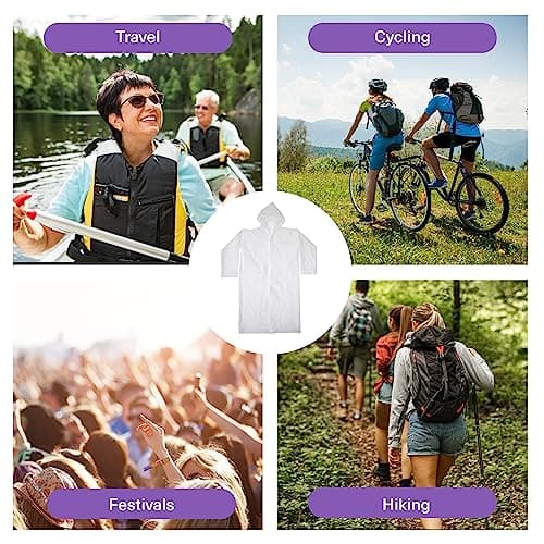 Bramble - Pack of 2 Clear Raincoats, Reusable EVA Hooded Ponchos for Adults, One-Size Rain Poncho for Festivals, Sports Events, Hiking — view 5