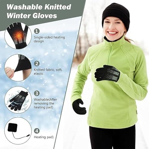 Fransande USB Heated Gloves Liners and Lanyard Electric Rechargeable Battery Heat Gloves Thermal Gloves for Freezer Work Skiing Cycling Motorbike Driving Hunting Skateboarding Athritis — view 3
