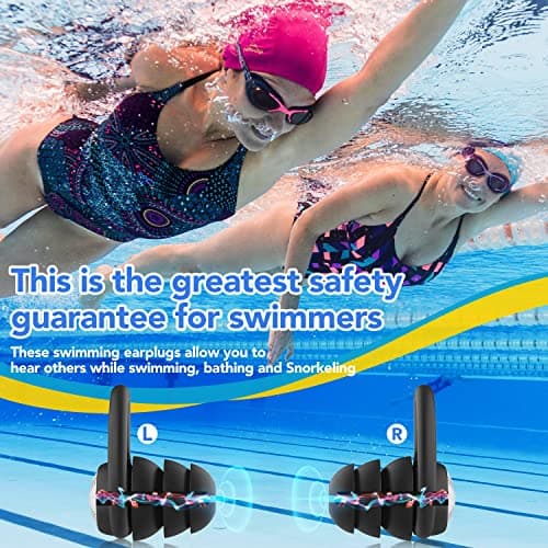 Waterproof Swimming Ear Plugs for Adults - 3 Pairs Silicone Swim Earplugs for Surfing,Diving,Showering and Other Water Sports - Keep Water Out and Ear Protection. — view 4