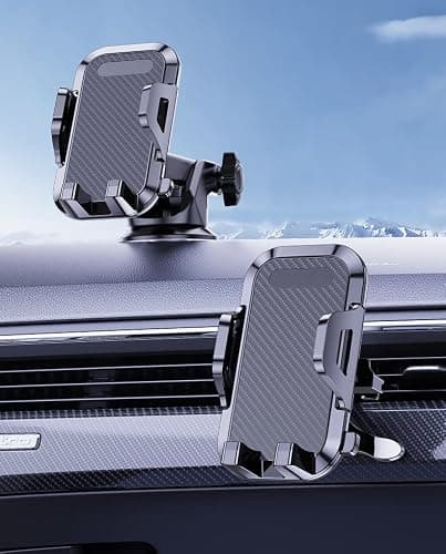 QZCQLLM Car Phone Holder 4-in-1 Mount Dashboard Windscreen Vent Desk, 360° Rotatable One-Hand Operation for 4.7-6.7 Inch Smartphones — view 6