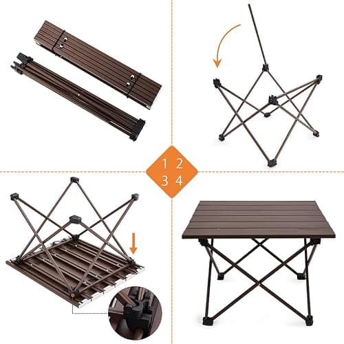 SOUJOY Camping Side Table, Portable Folding Beach Table, Small Aluminum Picnic Backpacking Table for Outdoor Cooking, BBQ, Hiking, Boat, Travel, 15.5" L x 13.4" W x 12.6" H — view 5