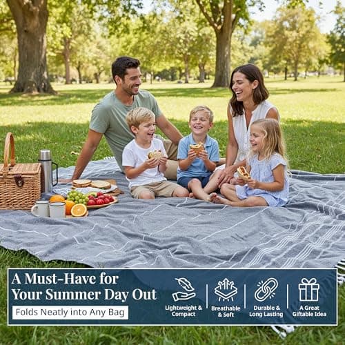 LANE LINEN Big Beach Blanket XL – Turkish Cotton Oversized Quick Dry Towel – XXL Sand Free 208x208 cm Towel for Camping, Travel, Beach, and Picnic Essentials - Smokey Black — view 4