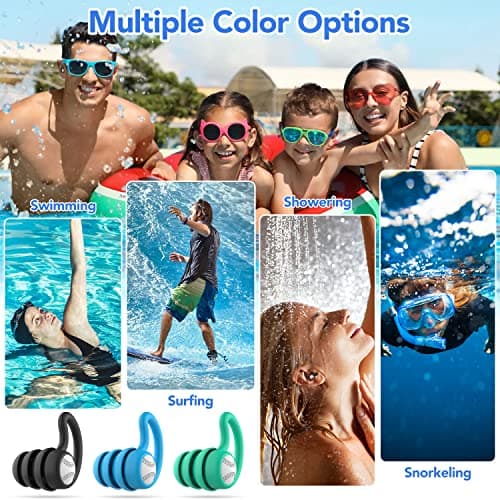 Waterproof Swimming Ear Plugs for Adults - 3 Pairs Silicone Swim Earplugs for Surfing,Diving,Showering and Other Water Sports - Keep Water Out and Ear Protection. — view 5