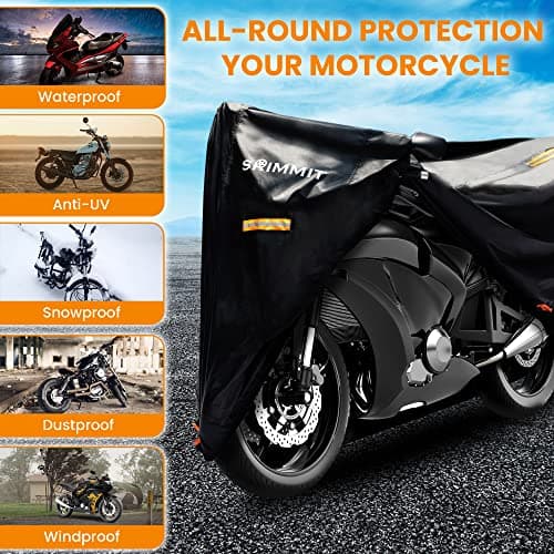 Motorcycle Cover 420D, Waterproof Outdoor, License Plate Window, L 86x37x43 — view 5