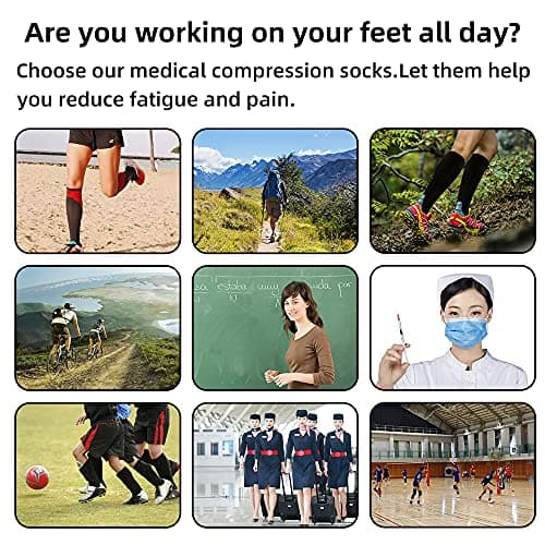 Compression Socks for Women and Men, 7 Pairs Medical Compression Stockings 15-20 mmHg Support Socks for Athletic, Varicose Veins, Running, Cycling, Hiking, Flight, Travel, Nursing, Pregnancy — view 6