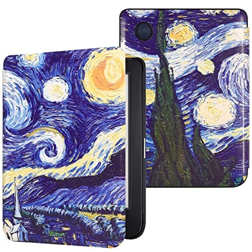 DMLuna Case for Kobo Clara 6" eReader, Ultra Slim Lightweight Folio Premium PU Leather Protective Cover with Auto Sleep/Wake Function, Starry Night