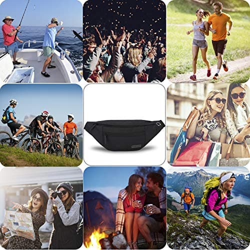 MAXTOP Large Bumbag Waist Fanny Pack Running Belt for Men Women Unisex Bum Bag with Headphone Jack and 4-Zipper Pockets Adjustable Belt for Travel Running Jogging Workout Hiking Gifts Black — view 6